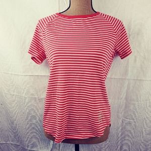 Michael Kors coral striped zip back shirt …
